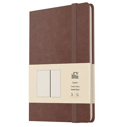 Книга для записей А4- 96л кл. "Joy Book. Брауни" иск.кожа, тонир.блок, скругл.углы, ляссе, резинка - фото 1