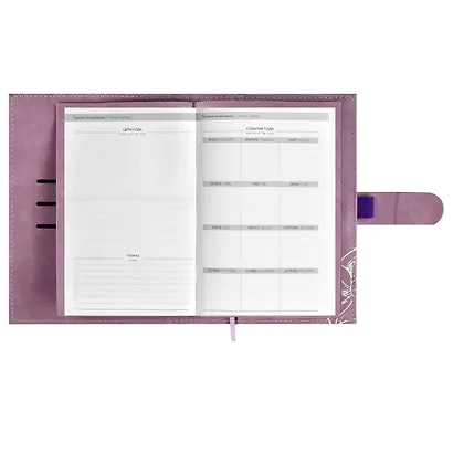 Ежедневник-органайзер недат. А6+ 80л 126х174 "Тиволи глосс" лиловый, иск.кожа, интегр.переплет, иснение фольгой, магнит.клапан , офсет, ляссе - фото 8