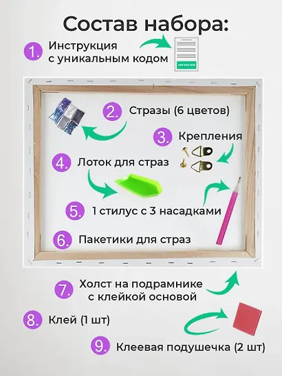 Алмазная мозаика 30х40 см. Серия "СЕЛФИКОНСТРУКТОР". 6 цветов. Поп-арт (Арт.СКА-2456) - фото 3