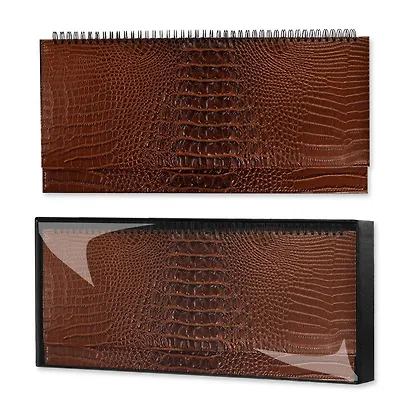 Планинг недат. 64л. "Аллигатор" коричневый, наст, кожзам, тв.преплет, обл.поролон, тиснение фольгой, офсет, откр.евроспираль, подар.упаковка - фото 1