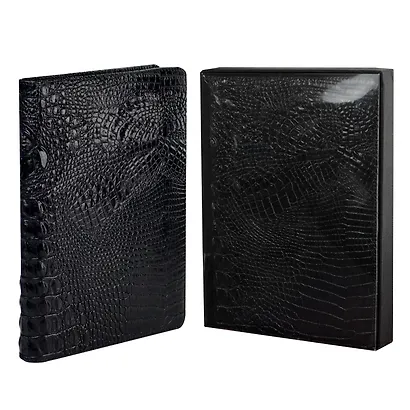 Ежедневник недат. А5+ 160л 175*245 "Аллигатор" черный, кожзам, тв.переплет, обл.поролон, блинтовое тиснение, офсет, ляссе, подар.упаковка - фото 2