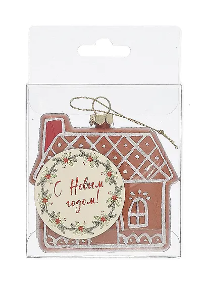 Новогоднее подвесное украшение Пряничный Домик (пластик) (ПВХ бокс) (8см) (12-09305-N13) - фото 4