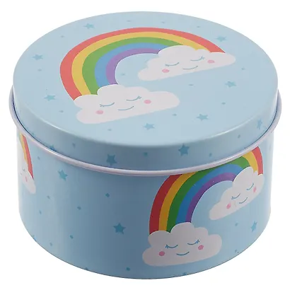 Шкатулка круглая Облачка и радуга (металл) (7,5см) - фото 1