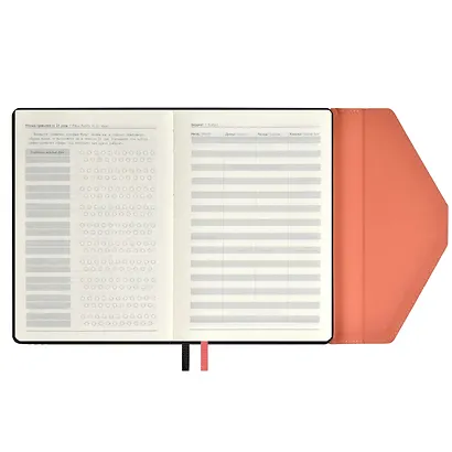 Ежедневник недат. А5 160л "Руффо" чёрный, розовый, бежевый, иск.кожа, тв.переплет, офсет, ляссе - фото 8