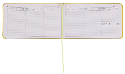 Еженедельник дат. 2026г. 64л 150x87 мм 150x87 мм "Виннер" желтый, кожзам, мягк.переплет, блинт.тиснение, офсет, карманный, горизонт, справ.мат-лы, закругл.углы, ляссе, инд.уп - фото 3