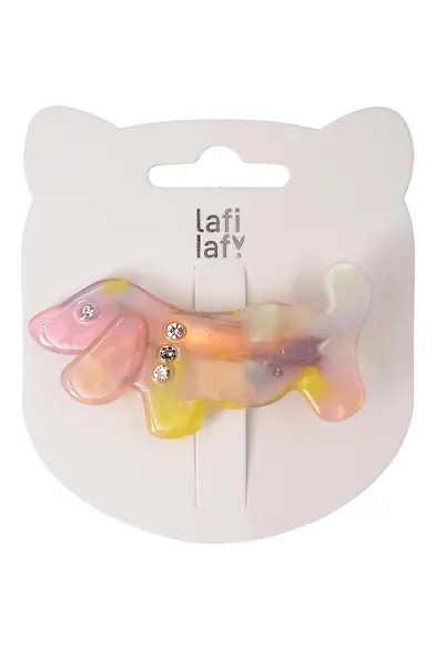 Заколка со стразами Такса перламутровая (пластик) (5,3см) (12-Izzy-7) (Lafilaf) - фото 1