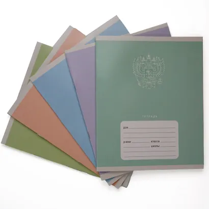 Тетрадь 18л кл. "Герб" мел.картон, выб.лак, офсет 60г/м2, поля, ассорти - фото 4
