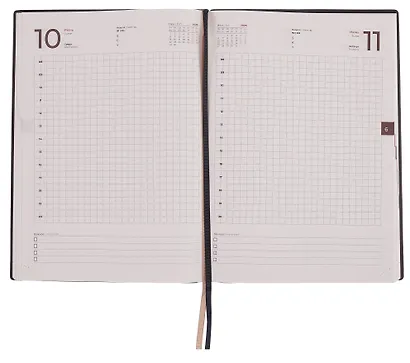 Ежедневник дат. 2026г. А5+ 176л "Шеврет" коричневый, кожзам, интегр. переплет, тисн. фольгой, внутренний блок в клетку, карман, офсет, закругл.углы, справ.мат-лы, 2 ляссе, инд.уп - фото 4