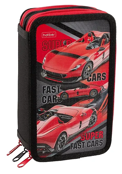 Пенал 3отд. "Red Car" 19*11см, молния, глянц.ламинация, таблица умножения, инд.уп. - фото 1