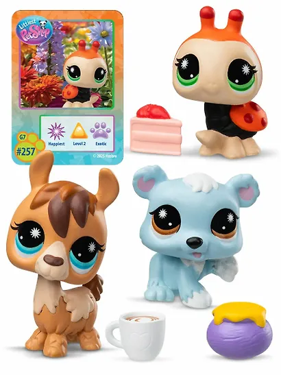 Игровой набор Littlest Pet Shop, "Три друга Сладкоежки", 3 фигурки Божья коровка Лама и Медвежонок, подарочный туба, 4+ - фото 4