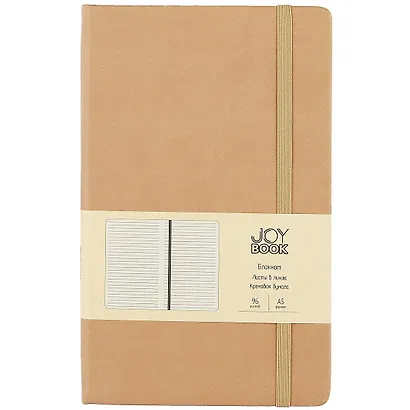 Книга для записей А5 96л лин. "Joy Book. Печенье с корицей" иск.кожа, тв.переплет, ляссе, резинка, инд.уп. - фото 1