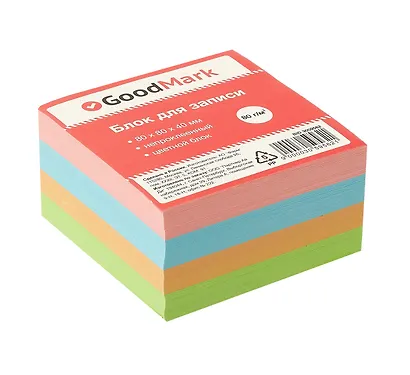 Блок-куб 80*80*40 цветной, непроклеенный, GoodMark - фото 1
