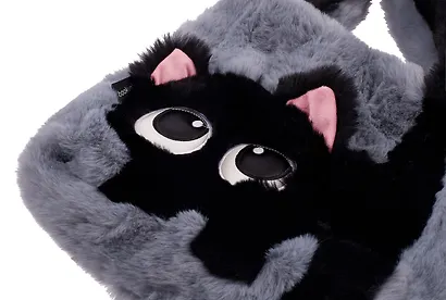 Сумка-шоппер плюшевая Котик (серая) (35х32х7) (12-G13455-202411-B2) - фото 5