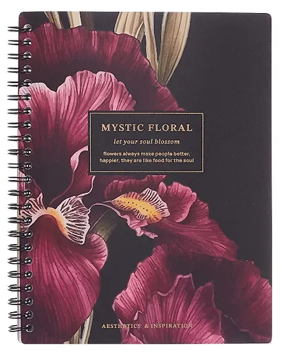 Тетрадь 96 листов в клетку "Blossom. Irises on black", на спирали - фото 1