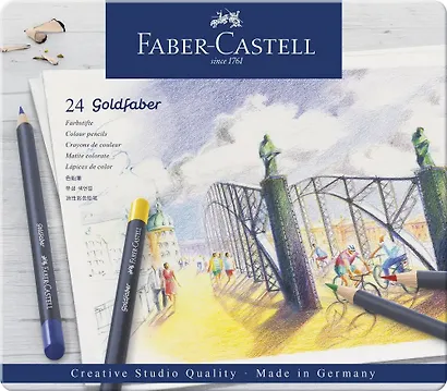 Карандаши цветные 24цв Goldfaber, метал.кор, Faber-Castell - фото 1