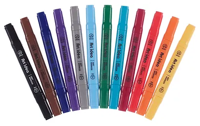 Маркеры для скетчинга 12 цветов, двусторонние пулевидный/скошенный наконечник, Art idea - фото 2