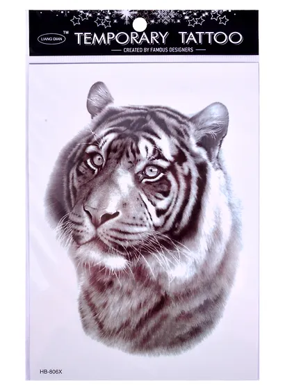 Тату Тигры черно-белые, 24*15,5 (микс)(орр) - фото 2