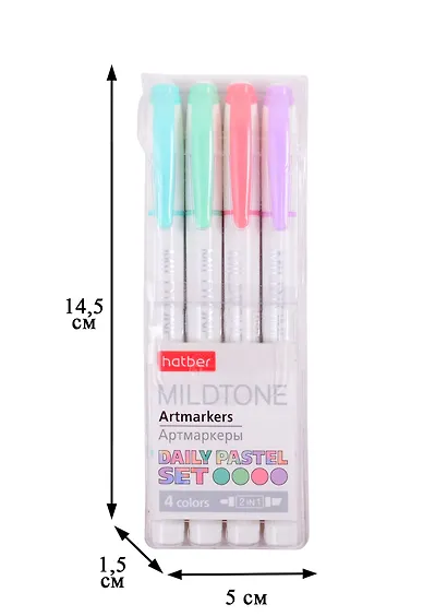 Текстовыделители Hatber, Pastel, двухсторонние 4 цвета - фото 4