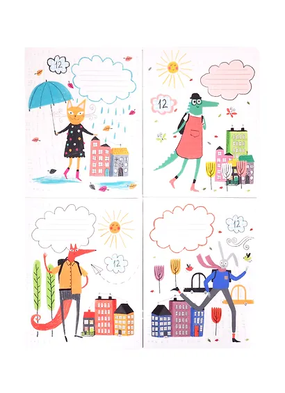 Тетрадь в клетку Academy Style, "Животные в городе", 12 листов, в ассортименте - фото 4