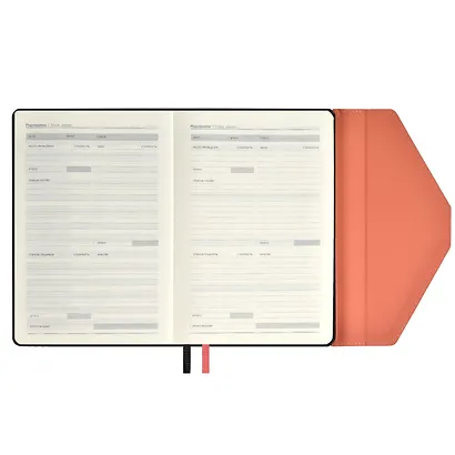 Ежедневник недат. А5 160л "Руффо" чёрный, розовый, бежевый, иск.кожа, тв.переплет, офсет, ляссе - фото 9