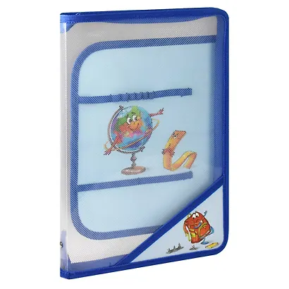 Папка для труда А4 "ГЛОБУС" 32,8*22,8см, пластиковая, молния с 3х сторон, внутр.блок для канц.принадлежностей - фото 1