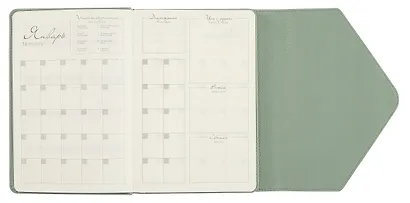 Ежедневник недат. А5 160л "Наппа экстра" оливковый, кожзам, тв.переплет, обл.поролон, блинтовое тиснение, клапан в петле, офсет, ляссе - фото 6