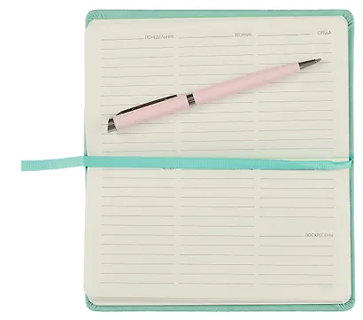 Планинг недат. 64л "Joy Book" ментоловый, карманный, иск.кожа 7Б, скругл.углы, тонир.блок, резинка, офсет, ляссе - фото 4