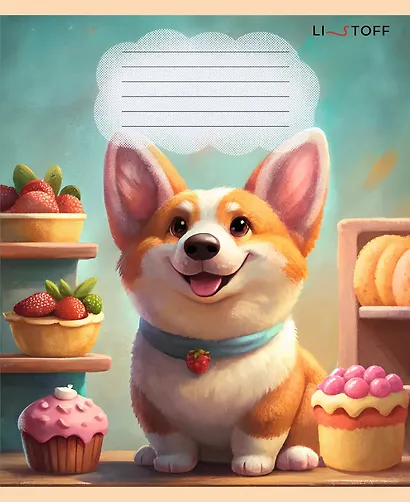 Тетрадь 18л кл. "Корги" мел.картон, офсет 60г/м2, поля, ассорти - фото 2