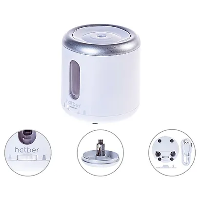 Точилка электрическая 1 отверстие, круглая, белая, пластик - фото 4