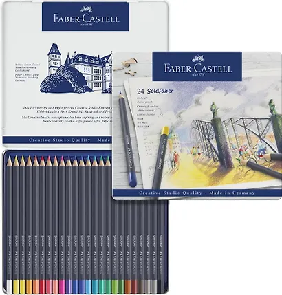 Карандаши цветные 24цв Goldfaber, метал.кор, Faber-Castell - фото 3