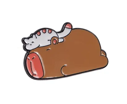 Значок Капибара и кот - фото 4