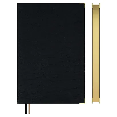 Ежедневник недат. А5 160л "Шеврет глосс" черный, мягк.переплёт, иск.кожа, подставка с бум.блоком с ПВХ-крышкой - фото 4