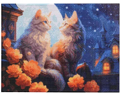 Алмазная мозаика (классическая) с подрамником, с полным заполнением "Ночные котики", 30 х 40 см - фото 3