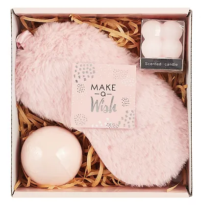 Подарочный набор Peach Dream (свеча, бомбочка, маска для сна, открытка) (18х17) (12-Guangfa-P5) - фото 2