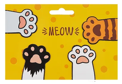 Набор магнитных закладок Котик и лапки 10 шт (Магнитные закладки Ill be black (Черный кот)+Магнитные закладки Meow (4 лапки)) - фото 4