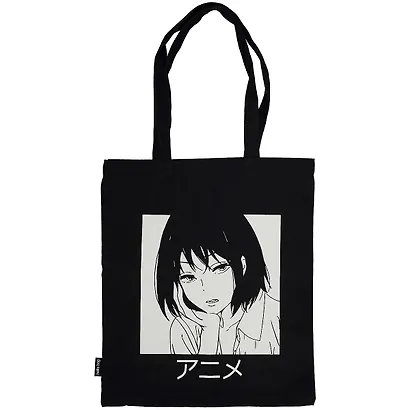 Сумка-шоппер Аниме Девушка Дзё черная, текстиль 40см.*32см. - фото 1