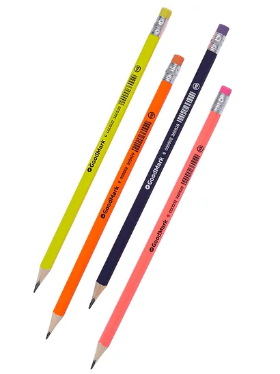 Карандаш GoodMark, Neon, чернографитный HB с ластиком, в ассортименте - фото 1