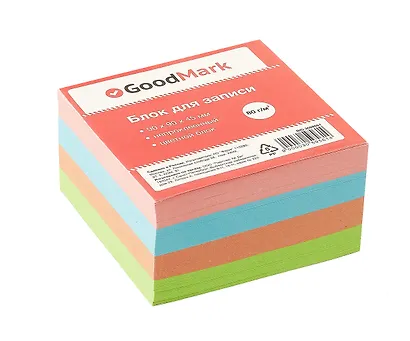 Блок-куб 90*90*45 цветной, непроклеенный, GoodMark - фото 1