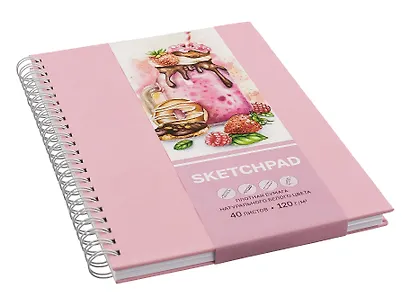 Скетчбук А5+ 40л "ДЕСЕРТ" гребень, белый офсет - фото 4