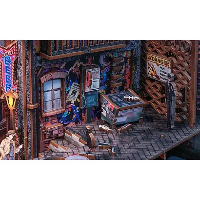 BN02 Конструктор интерьерный – сборный домик CuteBee - Долгое Прощание, 238 деталей (материалы: дерево, картон, пластик, металл), со световыми эффектами (подсветка интерьера), с питанием от 2хААА батареек (не включены), серия DIY, возраст 14+ - фото 13