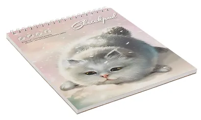 Скетчбук 168*195 30л "Серый пушистик" белый офсет, 120г/м2, спираль - фото 3