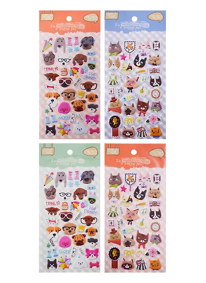 Наклейки из PU собаки YLS-007, коты YLS-008, 2 вида (YLS-1MIX) - фото 2