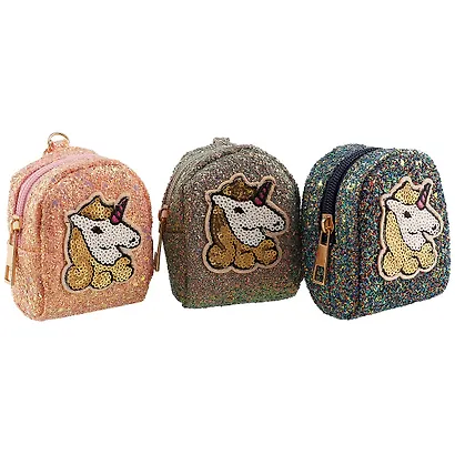 Сумочка-рюкзачок на молнии с блестками Единорог (10см) (ПВХ бокс) - фото 4