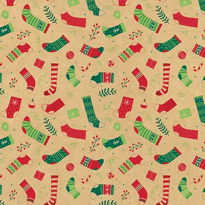 Бумага упаковочная 70*100см "Christmas Kraft" крафт, НГ, инд.уп., ассорти - фото 7