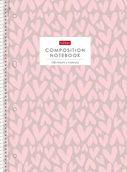 Тетрадь А4 120л кл. "LOVE IS..." 7БЦ, спираль, ламинация soft touch - фото 1