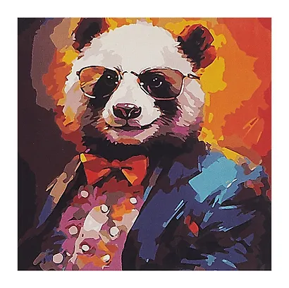 Холст с красками по номерам в коробке."Стильные животные" Модная панда 30х30, 20 цветов - фото 1