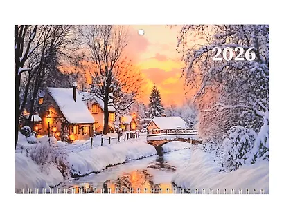 Календарь квартальный 2026г 297*695 "Зима" настенный, трёхблочный, спираль - фото 1
