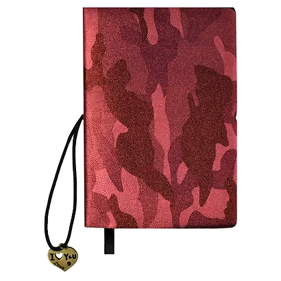 Записная книжка А6 120л "КАМУФЛЯЖ КРАСНЫЙ МЕТАЛЛИК" интегр.переплет, скругл.корешок - фото 6