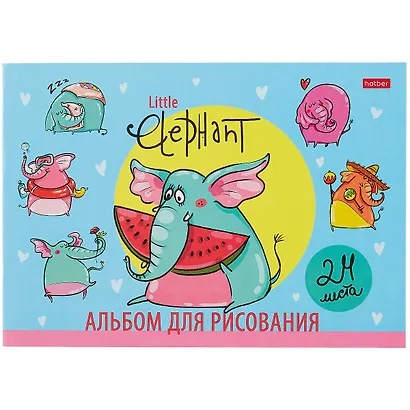 Альбом для рисования Hatber, Little Elephant, А4, 24 листа, на скрепке, в ассортименте - фото 3