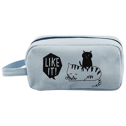 Косметичка на молнии Коты с надписями (ткань) (18х9,5) (ПВХ бокс) (12-22716-maomi) - фото 5